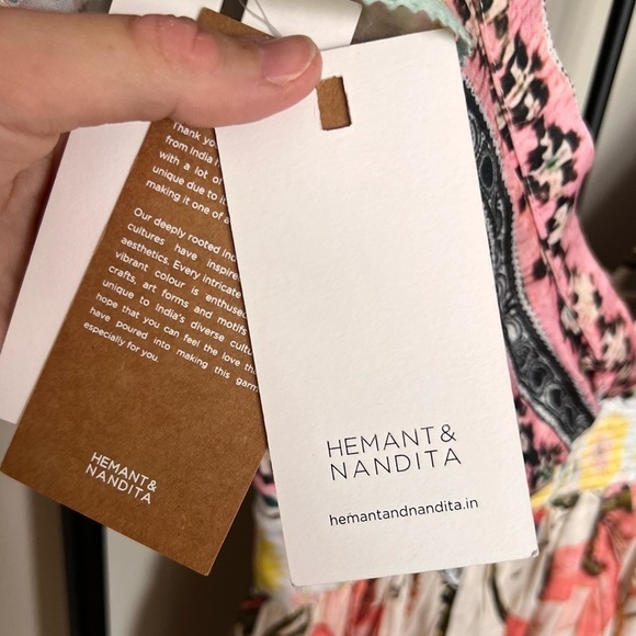 Hemant & Nandita Sakura Multicolor Printed Maxi Dress Sz XS - Picture 10 of 15